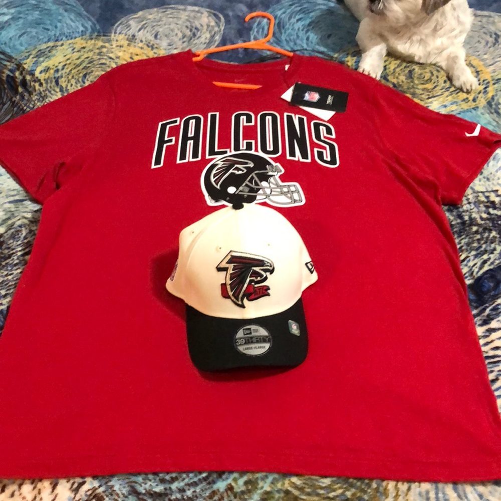 NIKE NFL TEAM APPAREL ATLANTA FALCONS TEAM T SHIRT, ATLANTA FALCONS NEW ERA HAT